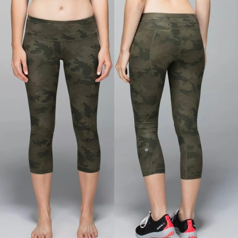 Lululemon Run: Inspire Crop II *All Luxtreme Savasana Came 20cm Fatigue Green 6